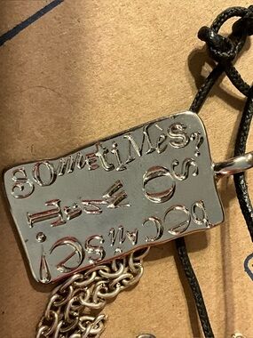 Rare Vintage Alexis Kirk "Sometimes Mess" Quote Pendant Necklace (NOS) 1970/80s